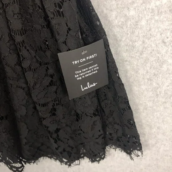 NWT Lulu's Black Lace Mini Dress Size Small - Picture 3 of 11